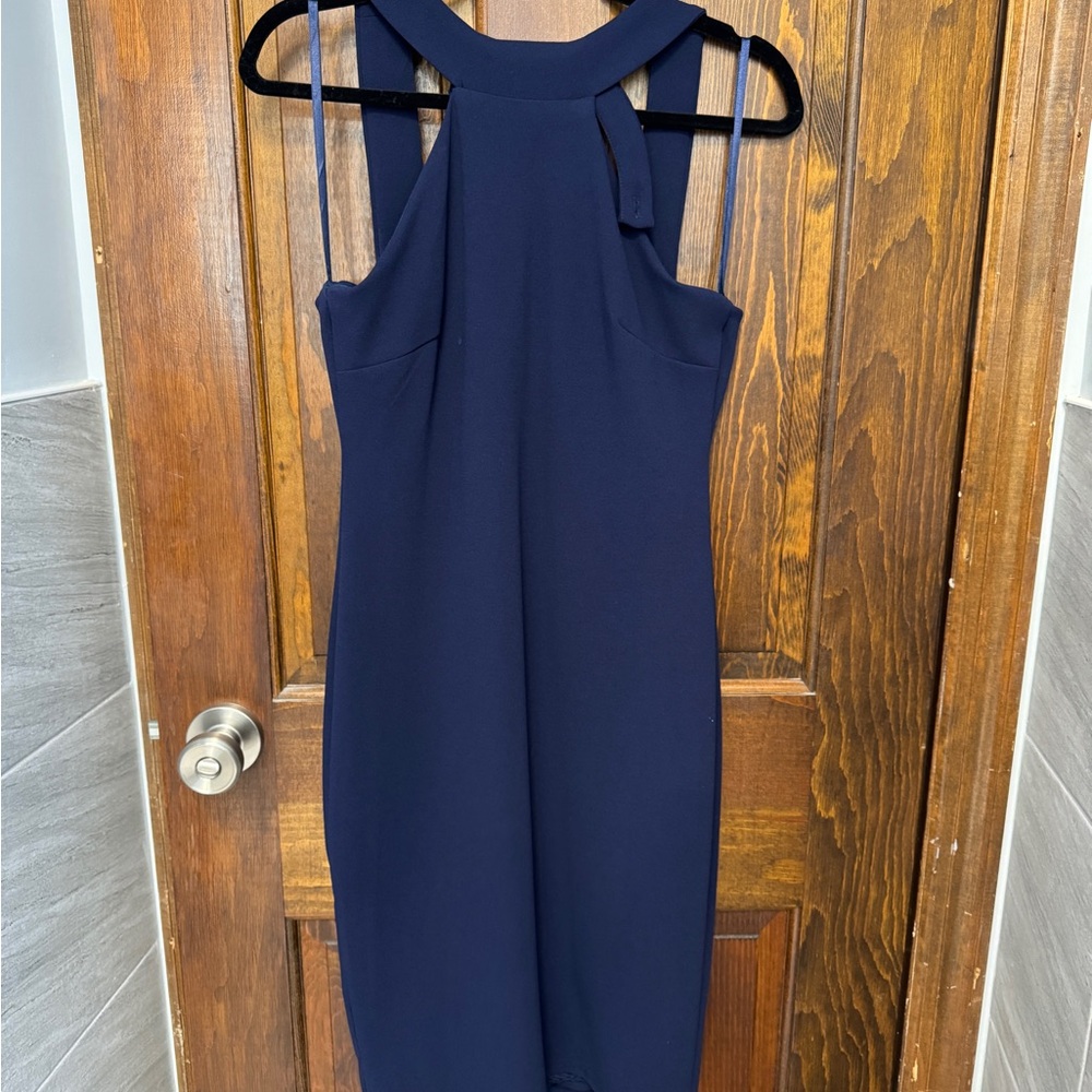 bebe Midnight Blue Halter Midi Dress